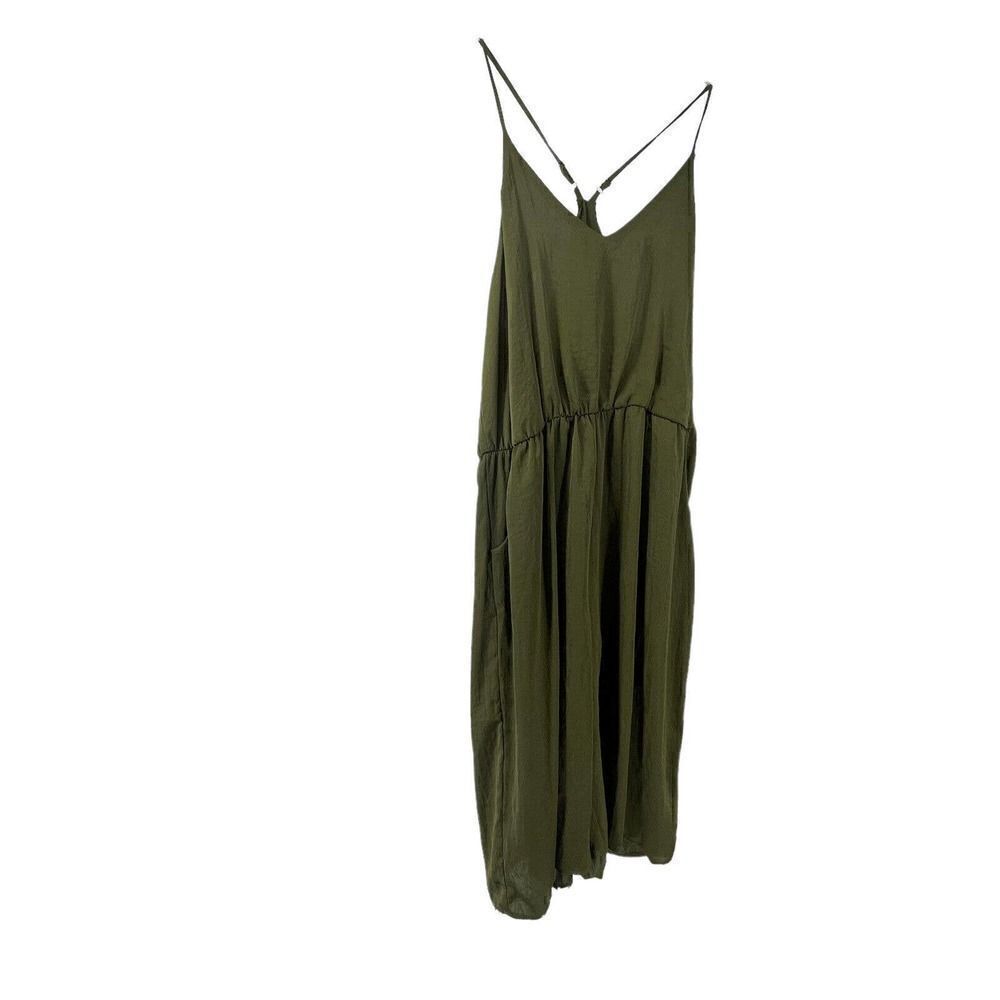 Silky Jumpsuit Green Wide Leg V Neck Racerback Size XXL Xhilaration Pocket Cute